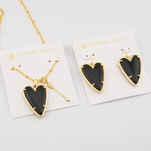 Kendra Scott Black Heart Peach Earring Necklace Set